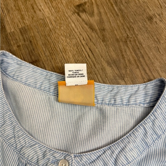 Ruby Rd. • Pinstripe Flutter Sleeve Chambray Blouse - Picture 7 of 11